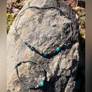 Silver and turquoise neck ase with bracelet set